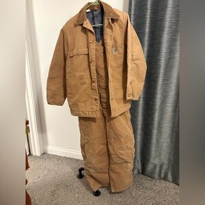 Carhartt Men’s Blanket Lined Chore Jacket and Overalls Set